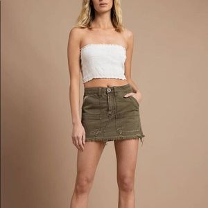 FREE PEOPLE Canvas Moss Mini Skirt Raw Hem